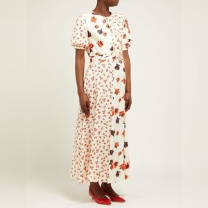 Self Portrait Floral Maxi Dress with Puff Sleeves Uk4 NwT